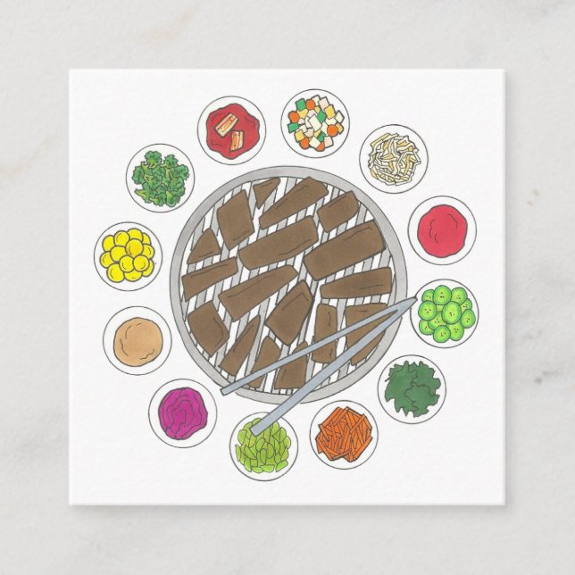 Cartão De Visita Quadrado Chef de cozinha do restaurante Comida Barbecue CHU (Frente)