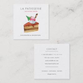 Cartão De Visita Quadrado Chef de pastelaria de torta rosa-rosa moderna