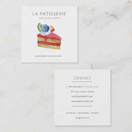 Cartão De Visita Quadrado Chef de pastelaria de torta rosa-rosa moderna