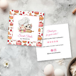 Cartão De Visita Quadrado Chef Kitten Bakery Thank you
