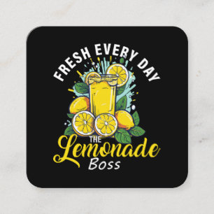 Cartão De Visita Quadrado Chefe de Limonada Fresco Todos os Dias