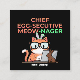 Cartão De Visita Quadrado Chefe Executivo Gato de Páscoa Engraçado 