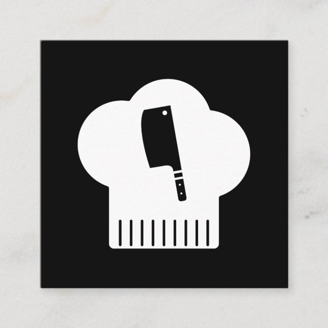 Cartão De Visita Quadrado Chefs Hat Butcher Knife (Frente)