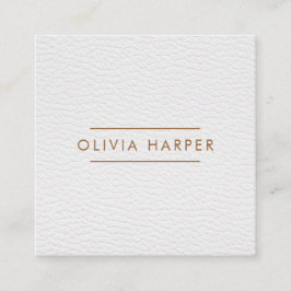 Cartão De Visita Quadrado Chic Branco | Mínimo de Leather Look