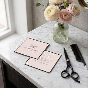 Cartão De Visita Quadrado Chic Clássico Rosa-Rosa-Blush Mínimo do Luxo