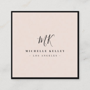 Cartão De Visita Quadrado Chic Clássico Rosa-Rosa-Blush Mínimo do Luxo