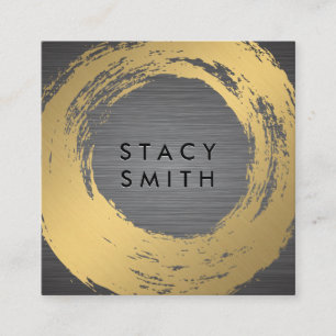 Cartão De Visita Quadrado Chic Faux Dourado Bruto Brutas de metal