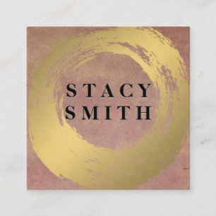 Cartão De Visita Quadrado Chic Faux Dourado escovado  Contexto texturizado