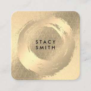 Cartão De Visita Quadrado Chic Faux Dourado escovado Padrão Geométrico Do