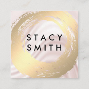 Cartão De Visita Quadrado Chic Faux Dourado Espelhado Seda