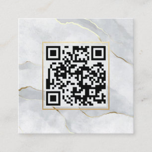 Cartão De Visita Quadrado Chic Minimalista do Código QR das Linhas Douradas