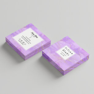 Cartão De Visita Quadrado Chic Purple Watercolor com aparência de tendência