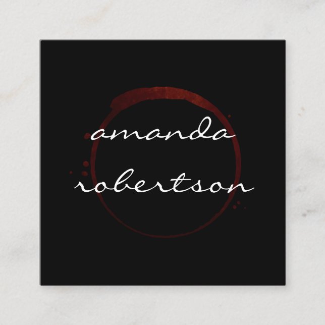 Cartão De Visita Quadrado Chic Wine Stain (Frente)