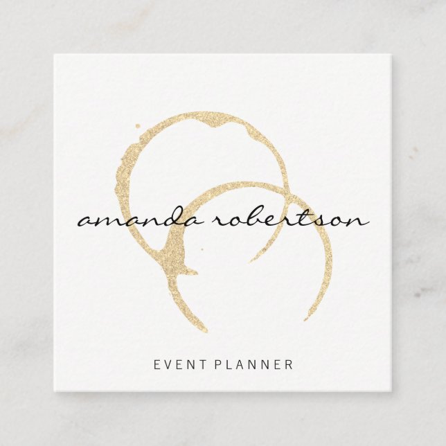 Cartão De Visita Quadrado Chic Wine Stain (Frente)