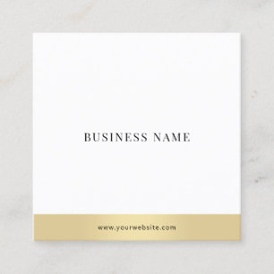 Cartão De Visita Quadrado Chique simples elegante branco Dourado moderno