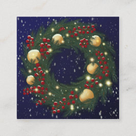 Cartão De Visita Quadrado Christmas wreath with pine branches