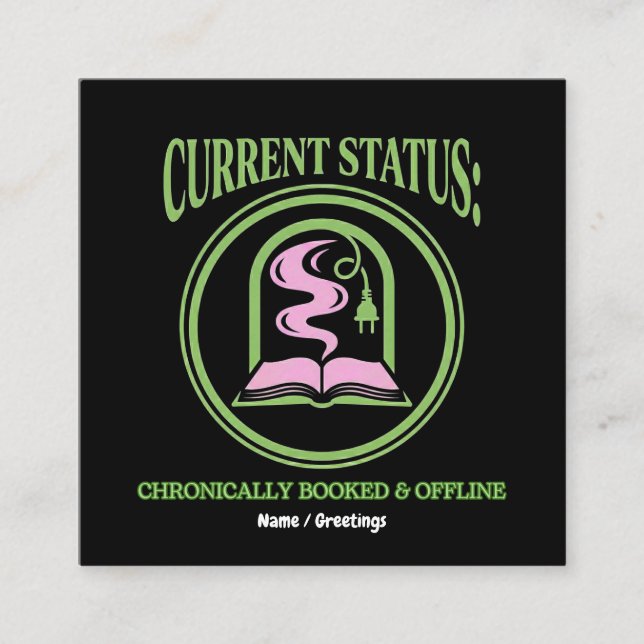 Cartão De Visita Quadrado Chronically Booked & Offline Analog Reading Escape (Frente)