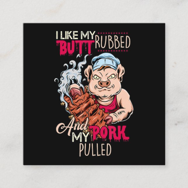 Cartão De Visita Quadrado CHURRASCO|CHURRASCO Grillmaster Like Bumbum Rubbed (Frente)