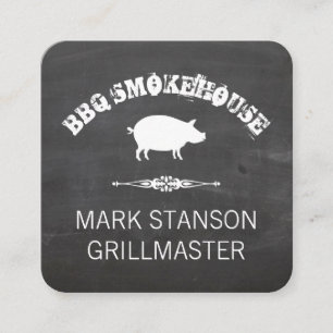 Cartão De Visita Quadrado CHURRASCO/fundo do porco/giz