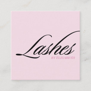 Cartão De Visita Quadrado Cílios Elegantes Rosa Bege Preto Script