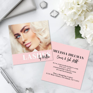 Cartão De Visita Quadrado Cílios Postiços Quadrados Rosa Blush