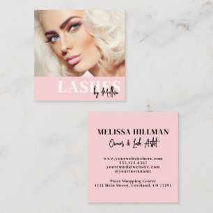 Cartão De Visita Quadrado Cílios Postiços Quadrados Rosa Blush