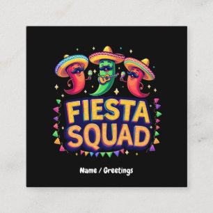 Cartão De Visita Quadrado Cinco de Mayo Fiesta Squad Family Party