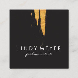 Cartão De Visita Quadrado Cintura Artística Dourada Bruta Vertical