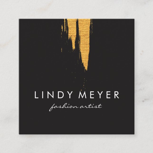 Cartão De Visita Quadrado Cintura Artística Dourada Bruta Vertical (Frente)