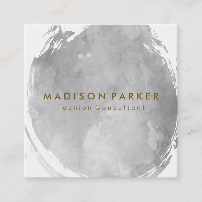 Cartão De Visita Quadrado Cinza Contemporânea Molho Bruto (Frente)