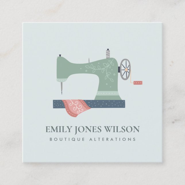 CARTÃO DE VISITA QUADRADO CINZA DE MÁQUINA DE COZINHA DE COZINHA VERDE (Frente)