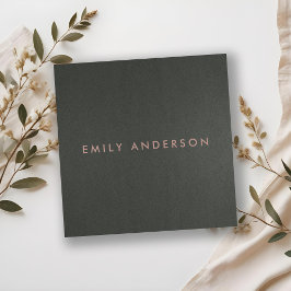 CARTÃO DE VISITA QUADRADO CINZA DE PRATA ESCURA ESCURA MODERNA SIMPLES NEGRA