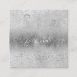 Cartão De Visita Quadrado Cinza Prata Cinza Água-Linhas