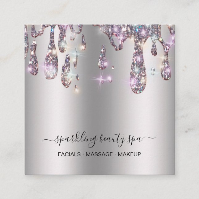 Cartão De Visita Quadrado *~* CINZA SILVER Drivers de metal GLITTER AP7  (Frente)