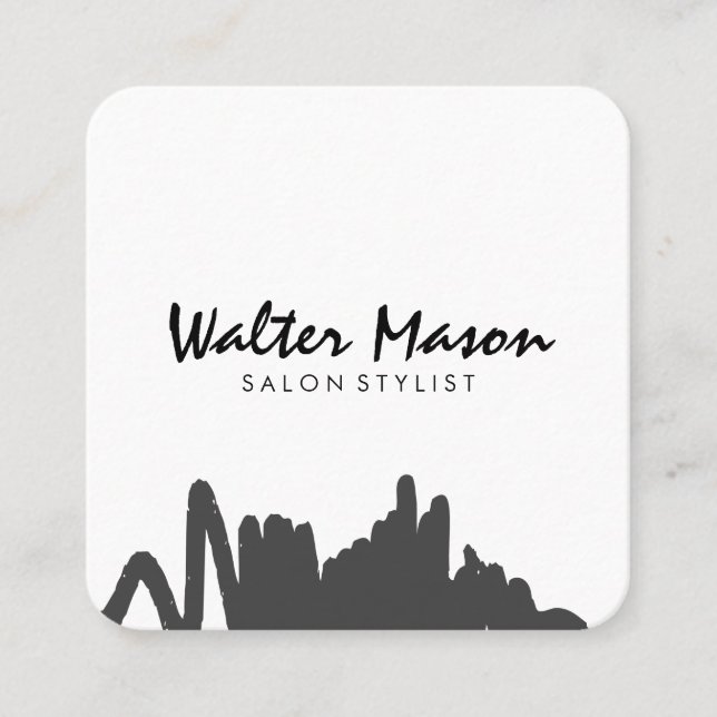 Cartão De Visita Quadrado Cinzas Brutas Artísticas (Frente)