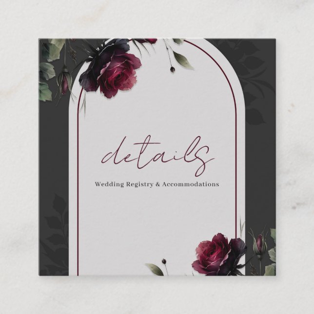 Cartão De Visita Quadrado Cinzas de sombra das Rosas vermelhas Bordeaux (Frente)