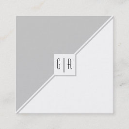 Cartão De Visita Quadrado Cinzas, triângulos brancos e monogramas modernos