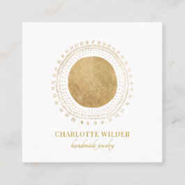 Cartão De Visita Quadrado Círculo abstrato Dourado