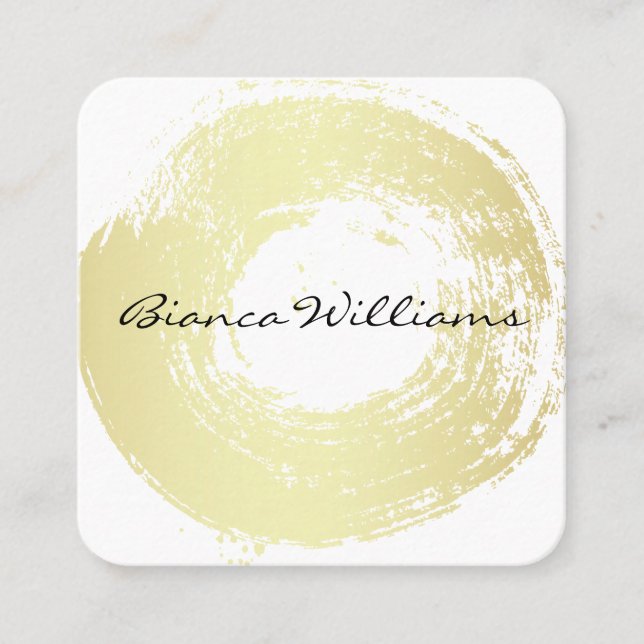 Cartão De Visita Quadrado Círculo Dourado Elegante (Frente)