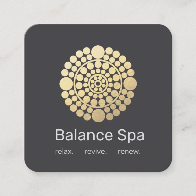Cartão De Visita Quadrado Círculo Dourado Moderno Mandala Motif (Frente)