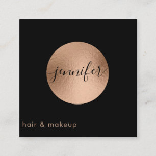Cartão De Visita Quadrado Círculo mínimo profissional de folha de ouro rosa