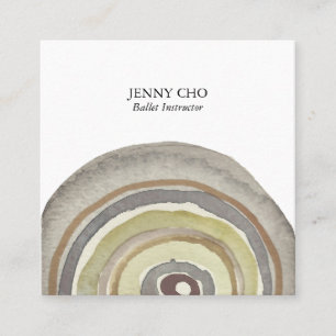 Cartão De Visita Quadrado Círculos de Aquarela Abstrato mínimo neutros
