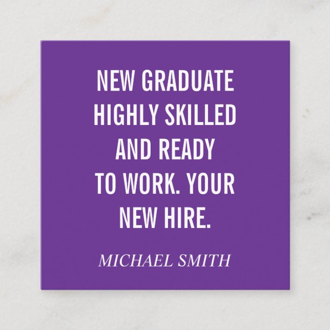 Cartão De Visita Quadrado Citação em negrito roxa (Frente)