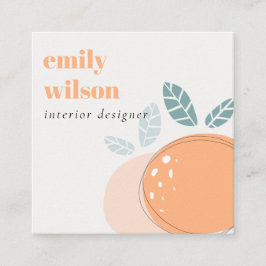 Cartão De Visita Quadrado Citrus escura-Abstrato de-laranja-esbranquiçada El