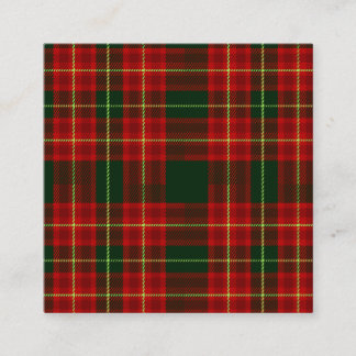 Cartão De Visita Quadrado Classic Christmas Red Green Tartan Plaid Seamless 