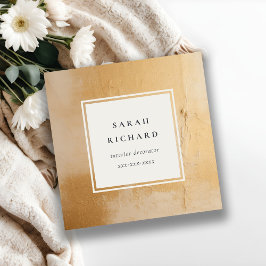 Cartão De Visita Quadrado Clássica, Beige, Dourada, Textura