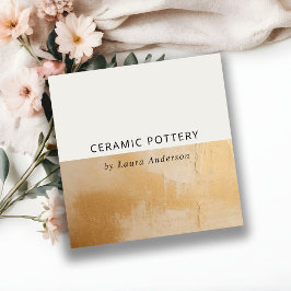 Cartão De Visita Quadrado Clássica, Beige, Dourada, Textura