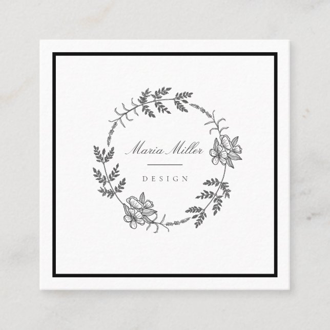 Cartão De Visita Quadrado Clássico Branco Romântico Branco Branco Moderno (Frente)