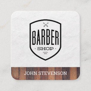 Cartão De Visita Quadrado Clássico  Compro Barber  Cortim de madeira