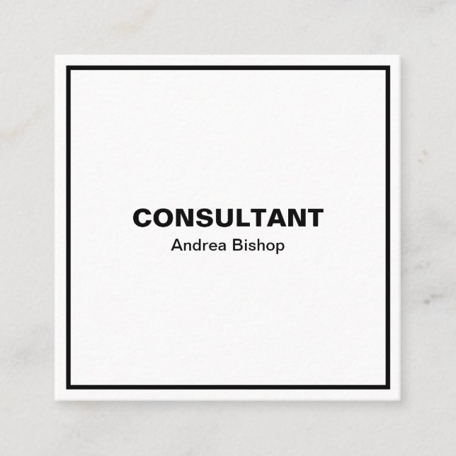 Cartão De Visita Quadrado Clássico de Quadro Limpo Simples (Frente)
